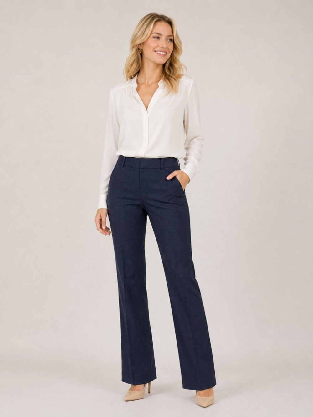 Banana Republic Petite Martin Fit Low Rise Wool Blend Dress Pant Navy 00P #A2399